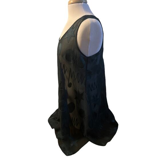 Vintage M Victoria's Secret Gold Label Green Sheer Tank Tunic Top Geometric - Picture 3 of 6